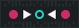 pink circle, white arrow right, hollow teal circle, white arrow left, pink circle